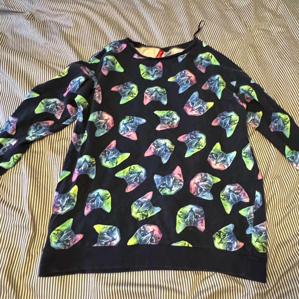 Technicolor h&m tabby cat sweater size L